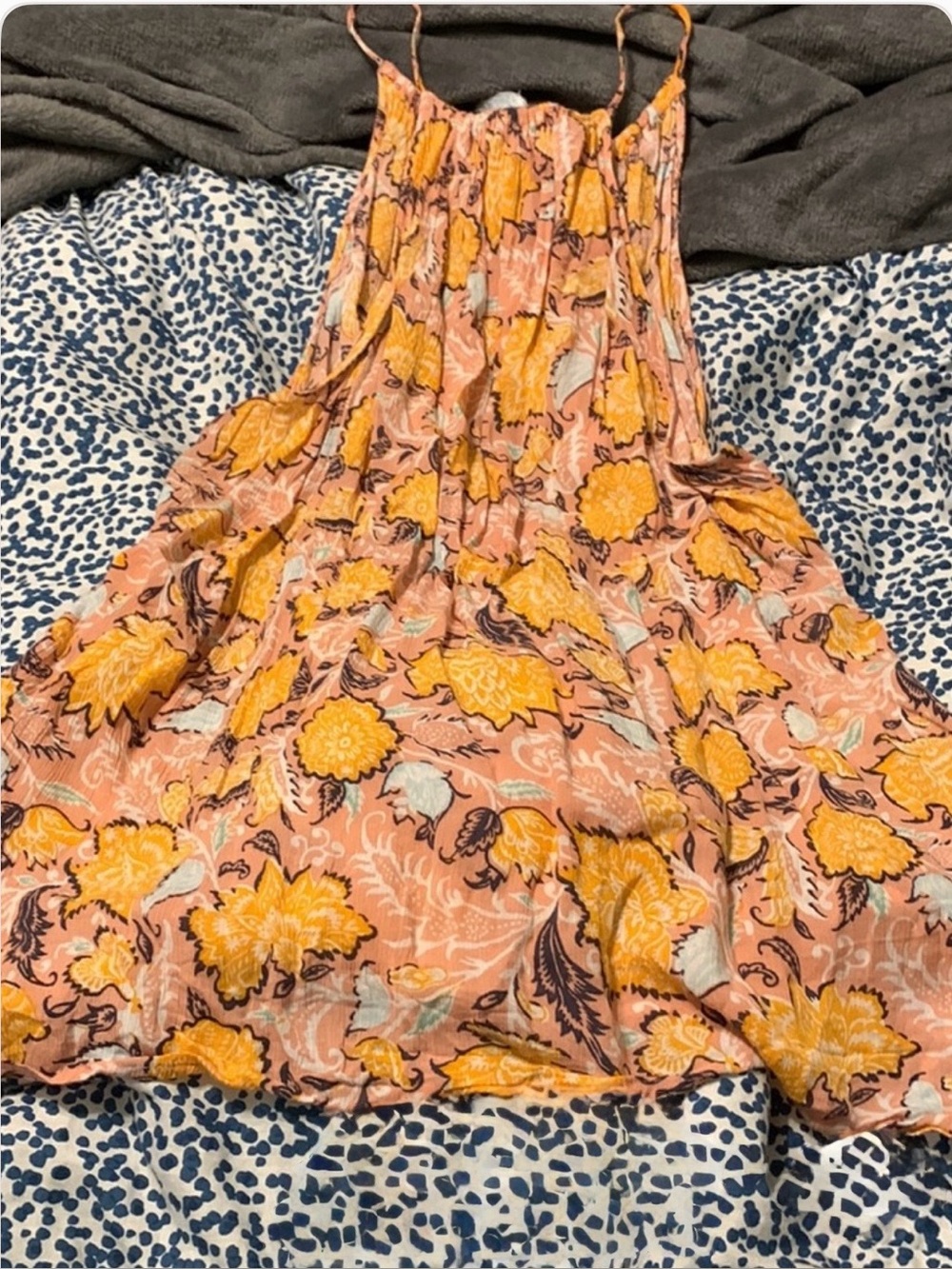 LOFT ~ Camisole w/ V-Neck & Tassels ~ Pink, Yellow, White Flowers ~ Racer Back